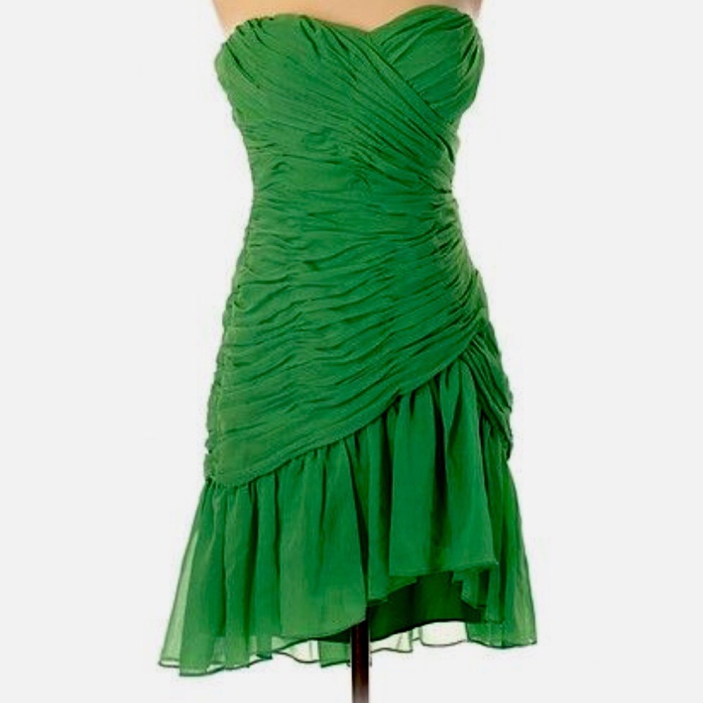 Max & Cleo Green Ruched Cocktail Dress FIRM